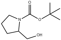 N-(tert-ブトキシカルボニル)-DL-プロリノール 化学構造式