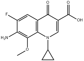 3-Quinolinecarboxylic acid, 7-aMino-1-cyclopropyl-6-fluoro-1,4-dihydro-8-Methoxy-4-oxo- Structure