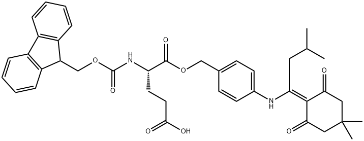 N-[(9H-芴-9-基甲氧基)羰基]-L-谷氨酸 1-[[4-[[1-(4,4-二甲基-2,6-二氧代环己亚基)-3-甲基丁基]氨基]苯基]甲基]酯 结构式