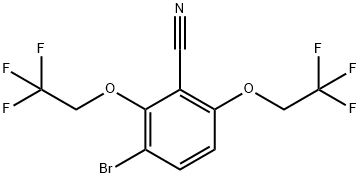 2,6-BIS(2,2,2-TRIFLUOROETHOXY)-3-BROMOBENZONITRILE;2,6-DI(2,2,2-TRIFLUOROETHOXY)-3-BROMOBENZONITRILE;2,6-BIS(2,2,2-TRIFLUOROETHOXY)-3-BROMOBENZONITRILE;2,6-BIS(2,2,2-TRIFLUOROETHOXY)-3-BROMOBENZONITRILE 97%;2,6-BIS(2,2,2-TRIFLUOROETHOXY)-3-BROMOBENZONITRILE97%;3-BROMO-2,6-DI(2,2,2-TRIFLUOROETHOXY)BENZONIT, 175204-13-4, 结构式