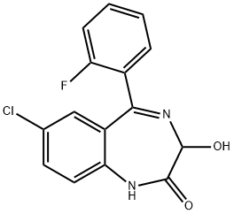 7-氯-5-(2-氟苯基)-1,3-二氢-3-羟基-2H-1,4-苯并二氮杂卓-2-酮, 17617-60-6, 结构式