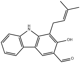 1-(3-Methyl-2-butenyl)-2-hydroxy-9H-carbazole-3-carbaldehyde 结构式