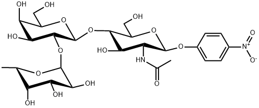 4-Nitrophenyl2-acetamido-2-deoxy-4-O-[2-O-(a-L-fucopyranosyl)-b-D-galactopyranosyl]-b-D-glucopyranoside Structure