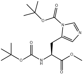 Nα,1-ビス(tert-ブトキシカルボニル)-L-His-OMe 化学構造式