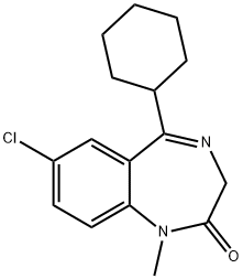 7-chloro-5-cyclohexyl-1,3-dihydro-1-methyl-2H-1,4-benzodiazepin-2-one  Structure