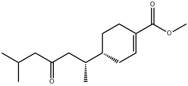 1-Cyclohexene-1-carboxylic acid, 4-(1,5-dimethyl-3-oxohexyl)-, methyl  ester, (1R,4R)-(+)- 结构式