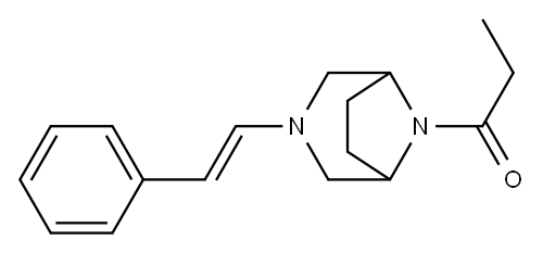 8-プロピオニル-3-(2-フェニルエテニル)-3,8-ジアザビシクロ[3.2.1]オクタン 化学構造式