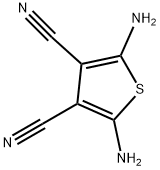 2,5-ジアミノ-3,4-チオフェンジカルボニトリル 化学構造式
