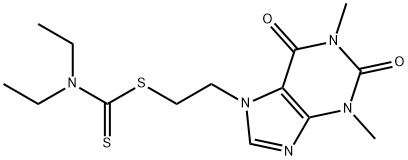 Carbamodithioic acid, diethyl-, 2-(1,2,3,6-tetrahydro-1,3-dimethyl-2,6 -dioxo-7H-purin-7-yl)ethyl ester|