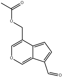4-アセトキシメチルシクロペンタ[c]ピラン-7-カルボアルデヒド 化学構造式
