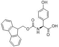 (2S)-2-(4-ヒドロキシフェニル)-2-[[(9H-フルオレン-9-イルメトキシ)カルボニル]アミノ]酢酸 化学構造式
