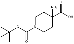 N-BOC-4-氨基-4-羧酸哌啶, 183673-71-4, 结构式