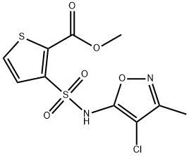 3-[[(4-氯-3-甲基-5-异恶唑基)氨基]磺酰基]-2-噻吩羧酸甲酯, 184644-72-2, 结构式