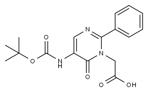 2-(5-((叔丁氧基羰基)氨基)-6-氧代-2-苯基嘧啶-1(6H)-基)乙酸 结构式