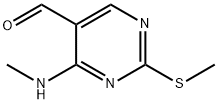 4-(メチルアミノ)-2-(メチルチオ)ピリミジン-5-カルボキシアルデヒド 化学構造式