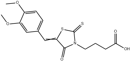 4-[5-(3,4-DIMETHOXY-BENZYLIDENE)-4-OXO-2-THIOXO-THIAZOLIDIN-3-YL]-BUTYRIC ACID 结构式