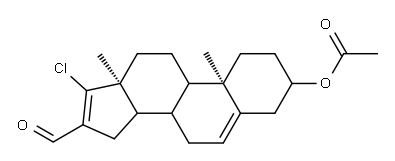 (10R,13S)-17-chloro-16-forMyl-
10,13-diMethyl-2,3,4,7,8,9,10,
11,12,13,14,15-dodecahydro-
1H-cyclopenta[a]phenanthren-3-
yl acetate Struktur
