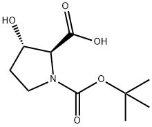 BOC-TRANS-3-ヒドロキシ-L-プロリン 化学構造式