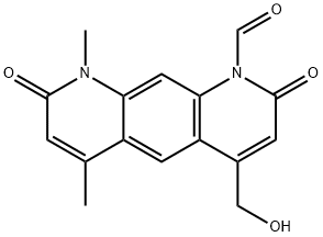 8,9-ジヒドロ-4-(ヒドロキシメチル)-6,9-ジメチル-2,8-ジオキソピリド[3,2-g]キノリン-1(2H)-カルボアルデヒド 化学構造式