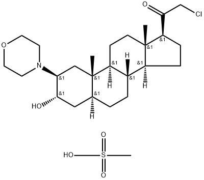 2β-モルホリノ-3α-ヒドロキシ-21-クロロ-5α-プレグナン-20-オン 化学構造式