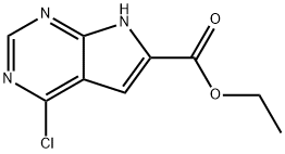 4-氯-7H-吡咯并[2,3-D]嘧啶-6-甲酸乙酯, 187725-00-4, 结构式