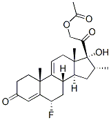 21-アセチルオキシ-6α-フルオロ-17-ヒドロキシ-16α-メチルプレグナ-4,9(11)-ジエン-3,20-ジオン 化学構造式