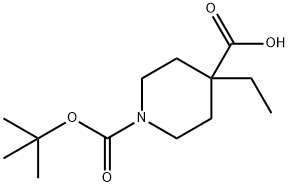 1-BOC-4-乙基-4-哌啶甲酸, 188792-67-8, 结构式