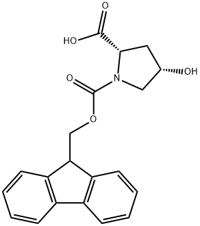 FMOC-(2S,4S)-(-)-4-ヒドロキシピロリジン-2-カルボン酸 化学構造式
