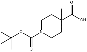 1-BOC-4-メチルピペリジン-4-カルボン酸 化学構造式
