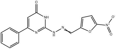 5-Nitro-2-furaldehyde 4-hydroxy-6-phenyl-2-pyrimidinylhydrazone Structure