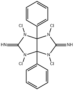 1,3,4,6-テトラクロロ-3a,6a-ジフェニル-2,3,3a,4,5,6a-ヘキサヒドロイミダゾ[4,5-d]イミダゾール-2,5-ジイミン 化学構造式