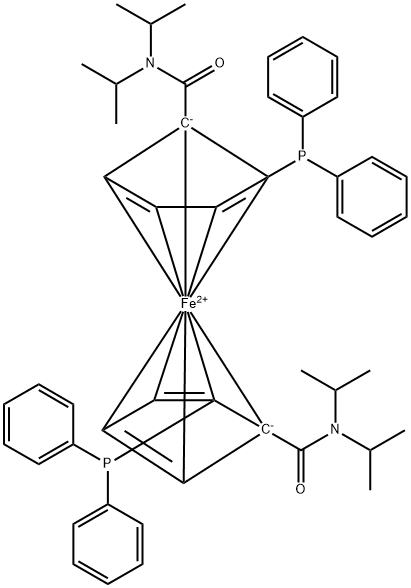 (R)-(+)-1,1'-二(联苯膦基)-2,2'-二(N,N-二异丙基酰胺)二茂(络)铁 结构式