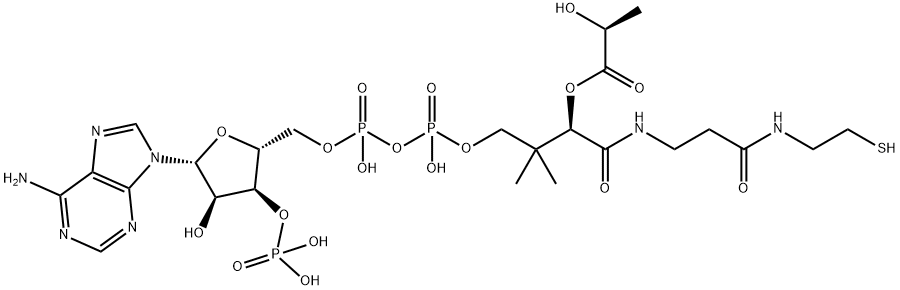 [(2R,3R,4R,5R)-5-(6-aminopurin-9-yl)-4-hydroxy-2-[[hydroxy-[hydroxy-[(3R)-3-hydroxy-3-[2-[2-(2-hydroxypropanoylsulfanyl)ethylcarbamoyl]ethylcarbamoyl]-2,2-dimethyl-propoxy]phosphoryl]oxy-phosphoryl]oxymethyl]oxolan-3-yl]oxyphosphonic acid Structure