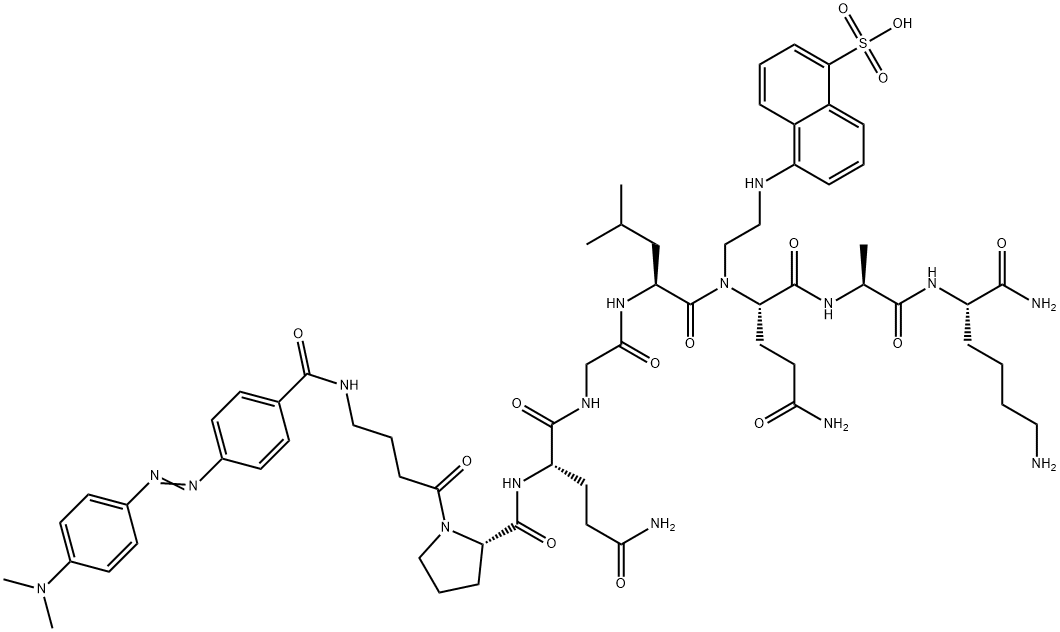 DABCYL-GABA-PRO-GLN-GLY-LEU-GLU: EDANS-ALA-LYS-NH2, 193475-71-7, 结构式