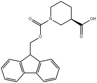 (R)-1-FMOC-ピペリジン-3-カルボン酸 化学構造式