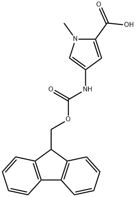 4-(9H-フルオレン-9-イルメトキシカルボニルアミノ)-1-メチル-1H-ピロール-2-カルボン酸 化学構造式