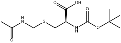S-[(アセチルアミノ)メチル]-N-[(1,1-ジメチルエトキシ)カルボニル]-L-システイン 化学構造式