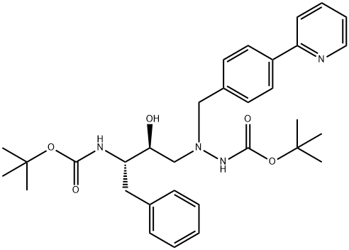 2-[(2S,3S)-3-[[(叔丁氧基)羰基]氨基]-2-羟基-4-苯基丁基]-2-[[4-(2-吡啶基)苯基]甲基]肼羧酸叔丁酯, 198904-86-8, 结构式