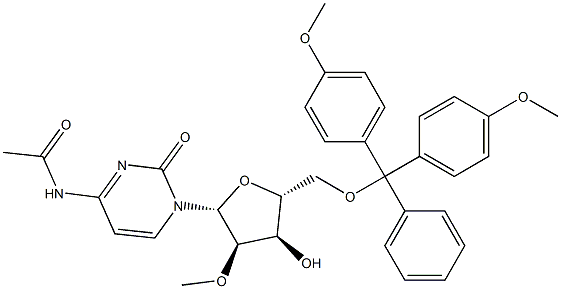 N-乙酰基-5'-O-(4,4'-二甲氧基三苯甲基)-2'-甲氧基胞苷 结构式