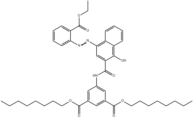 4-[[[1-ヒドロキシ-4-[(2-エトキシカルボニルフェニル)アゾ]-2-ナフタレニル]カルボニル]アミノ]イソフタル酸ジオクチル 化学構造式