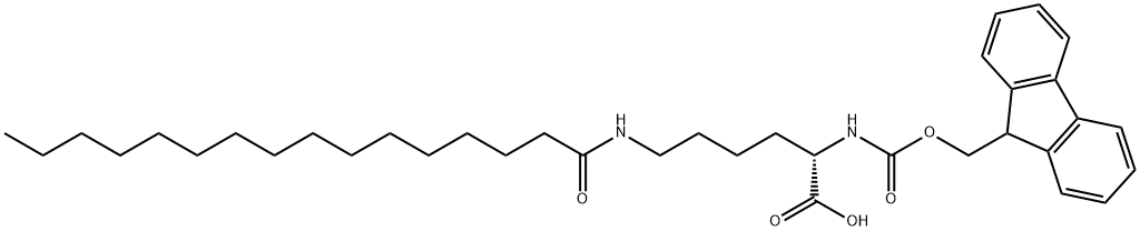 N2-[(9H-芴-9-基甲氧基)羰基]-N6-(1-氧代十六烷基)-L-赖氨酸, 201004-46-8, 结构式