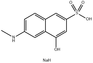 sodium 4-hydroxy-6-(methylamino)naphthalene-2-sulphonate Struktur