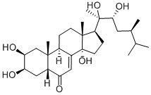 (22R,24R)-2β,3β,14α,20,22,25-ヘキサヒドロキシ-5β-エルゴスタ-7-エン-6-オン 化学構造式