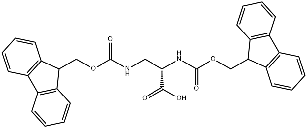 N-芴甲氧羰基-3-[(芴甲氧羰基)氨基]-L-丙氨酸, 201473-90-7, 结构式