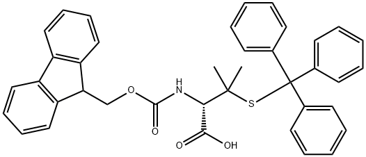 N-(9-芴甲氧羰基)-S-三苯甲基-D-青霉胺 结构式