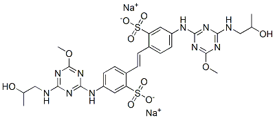 2,2'-二[5-[4-(2-羟丙胺基)-6-甲氧基-1,3,5-三嗪-2-氨基]-乙烷苯磺酸二钠盐 结构式