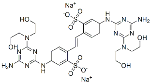 disodium 4,4'-bis[[4-amino-6-[bis(2-hydroxyethyl)amino]-1,3,5-triazin-2-yl]amino]stilbene-2,2'-disulphonate Structure