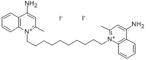 1,1'-(1,10-デカンジイル)ビス(4-アミノ-2-メチルキノリニウム)·ジヨージド 化学構造式
