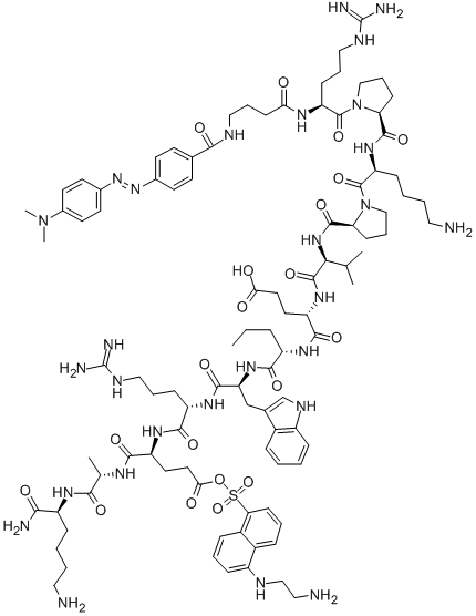DABCYL-GAMMA-ABU-ARG-PRO-LYS-PRO-VAL-GLU-NVA-TRP-ARG-GLU(EDANS)-ALA-LYS-NH2 Struktur