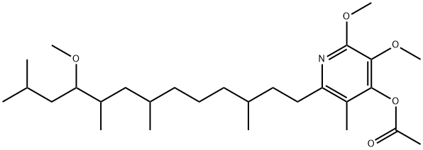 2,3-Dimethoxy-6-(10-methoxy-3,7,9,11-tetramethyltridecyl)-5-methyl-4-pyridinol acetate Structure